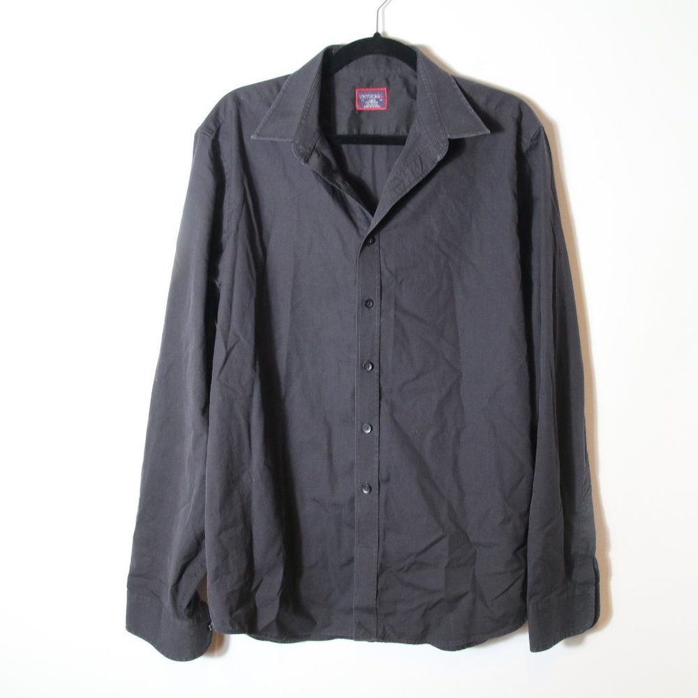 Untuckit Mens Black Long Sleeve Button Down Shirt Size‎ Large 100% Cotton